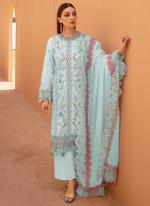 Heavy Cotton Sky Blue Festival Wear Printed Pakistani Suit